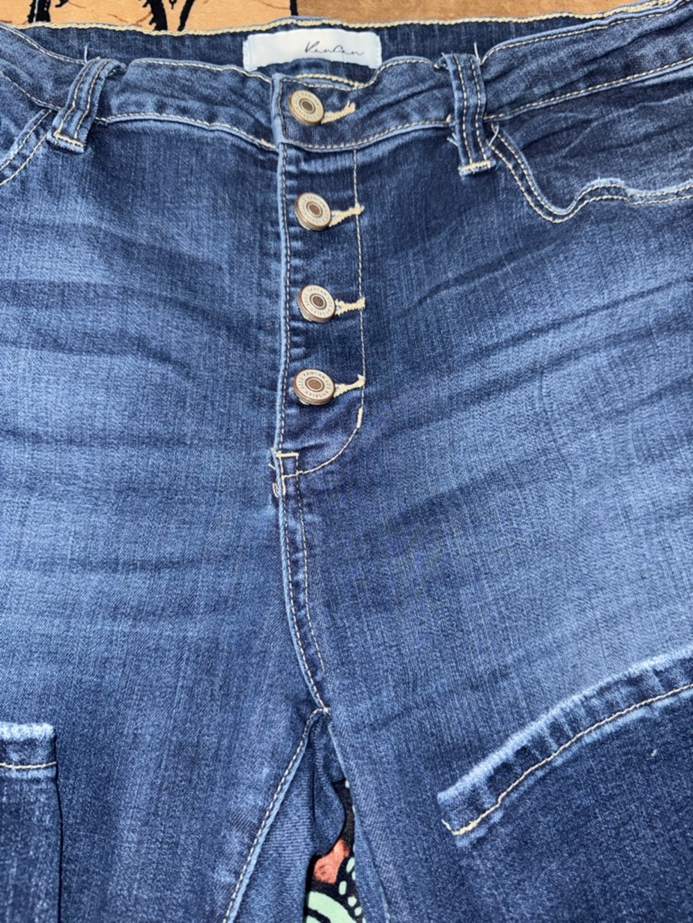 KanCan Dark Blue Distressed Skinny Jeans 15/31 - Picture 5 of 8